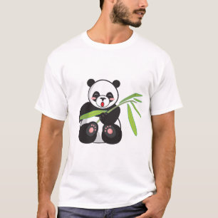 Zwart Roze Wit Schattige Panda T-shirt