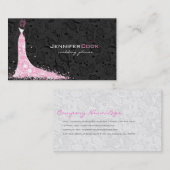 Zwart Roze & Wit Trouwjurk &  Kant Visitekaartje (Voorkant / Achterkant)