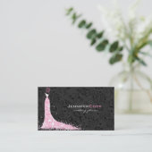 Zwart Roze & Wit Trouwjurk &  Kant Visitekaartje (Staand voorkant)