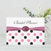 Zwart, roze, witte poka punts Vrijgezellenfeest Kaart (Staand voorkant)