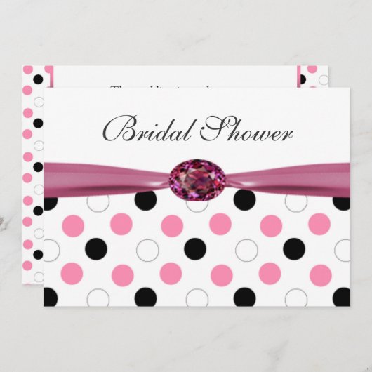 Zwart, roze, witte poka punts Vrijgezellenfeest Kaart (Voorkant / Achterkant)