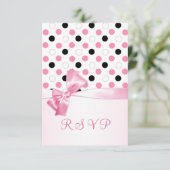 Zwart, roze, witte polka stippen RSVP (Staand voorkant)