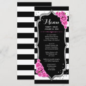 Zwart Roze Witte Zilveren Menu Kaart (Voorkant / Achterkant)