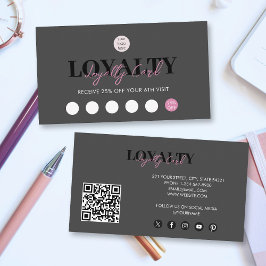 Zwart & Roze Zakelijke Logo QR Code Loyaliteit Visitekaartje