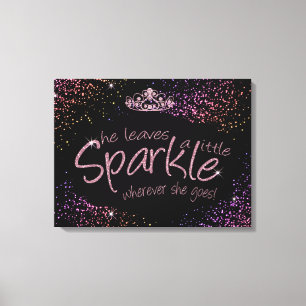 Zwart & Roze Ze laat een beetje sprankelen - Crown Canvas Afdruk