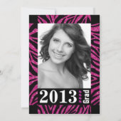 Zwart-roze Zebra Afdrukfoto Afstuderen Kaart (Achterkant)