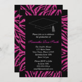 Zwart-roze Zebra Afdrukfoto Afstuderen Kaart (Voorkant / Achterkant)