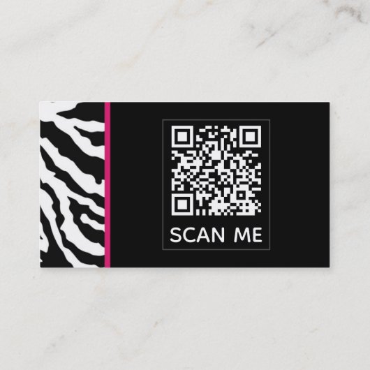 Zwart-roze zebra Afdrukken QR CODE-Visitekaartje Visitekaartje (Achterkant)