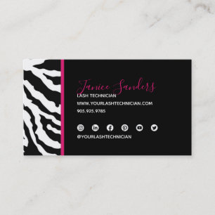 Zwart-roze zebra Afdrukken QR CODE-Visitekaartje Visitekaartje