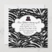 Zwart Roze Zebra Baby Meisje Douche Kaart (Achterkant)