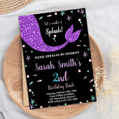 Zwart Roze Zeemeermin Staart Verjaardag Uitnodigin Kaart