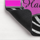 Zwart roze zilver Glitter-Zebra gepersonaliseerd Muismat (Hoek)