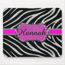 Zwart roze zilver Glitter-Zebra gepersonaliseerd