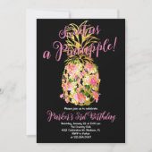 Zwart Roze Zoet Een Ananas Verjaardagsfeest Kaart (Voorkant)