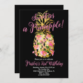 Zwart Roze Zoet Een Ananas Verjaardagsfeest Kaart (Voorkant / Achterkant)
