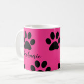 Zwart roze zwart-wit monogram afdrukken koffiemok (Voorkant links)