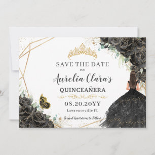 Zwart Rozen Bloemengoud Quinceanera Sweet Sixteen Save The Date