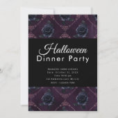 Zwart Rozen Donker Paarse Halloween Diner Party Kaart (Voorkant)