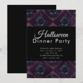 Zwart Rozen Donker Paarse Halloween Diner Party Kaart (Voorkant / Achterkant)