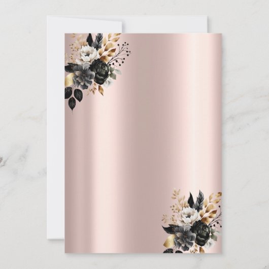 Zwart Rozen Glitter Roos Goud 80e Verjaardag Kaart (Achterkant)