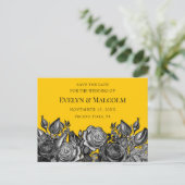 Zwart Rozen Goldenrod Sla de datum op STD Aankondigingskaart (Staand voorkant)