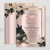 Zwart Rozen Masque Confetti Roos Gold 35th Kaart (Voorkant / Achterkant)