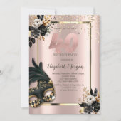 Zwart Rozen Masque Confetti Roos Gold 40th Kaart (Voorkant)