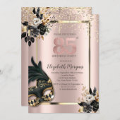 Zwart Rozen Masque Confetti Roos Gold 85th Kaart (Voorkant / Achterkant)