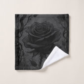 Zwart Rozen Motif Bad Handdoek (Wasdoekje)