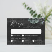 Zwart Rozen Romantisch Victoriaans Gothic RSVP-kaa RSVP Kaartje (Staand voorkant)
