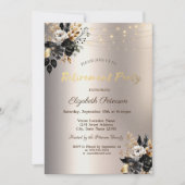 Zwart Rozen String Licht Ivoor Pensioen Partij Kaart (Voorkant)