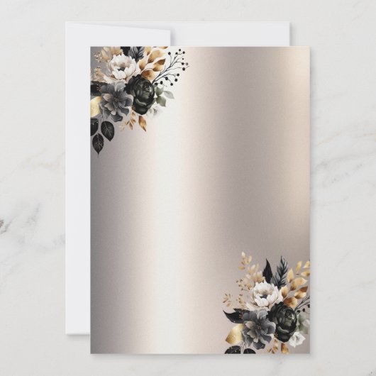 Zwart Rozen String Licht Ivoor Pensioen Partij Kaart (Achterkant)