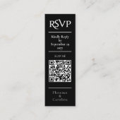 Zwart RSVP QR Code Bruiloft Budget Behuizing Kaart Mini Visitekaartje (Voorkant)
