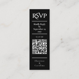 Zwart RSVP QR Code Bruiloft Budget Behuizing Kaart Mini Visitekaartje