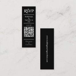 Zwart RSVP QR Code Bruiloft Budget Behuizing Kaart Mini Visitekaartje