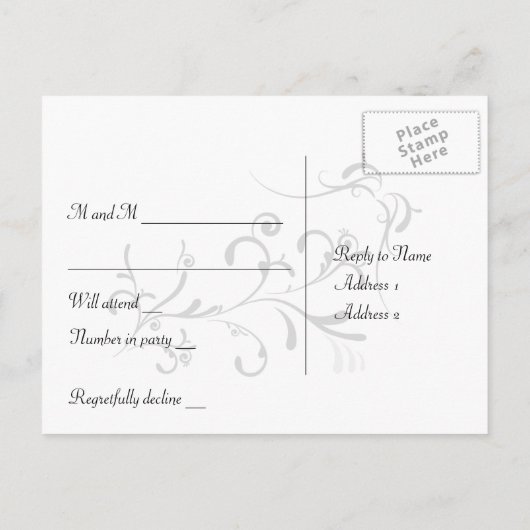 Zwart RSVP, rood accent Uitnodiging Briefkaart (Achterkant)