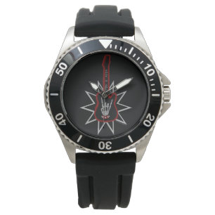 Zwart rubberen horloge - Rock n' Roll