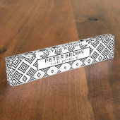 Zwart ruitvormig patroon naambordje (Zijkant)