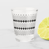 Zwart ruitvormpatroon shot glas (Voorkant)