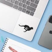 Zwart Running Jaquar Contour Sticker (Laptop met iPhone)