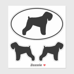 Zwart Russisch Terriër Dog Silhouettes Sticker Set