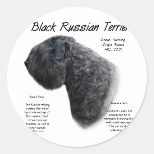 Zwart Russisch Terrier Geschiedenis Ontwerp Ronde Sticker