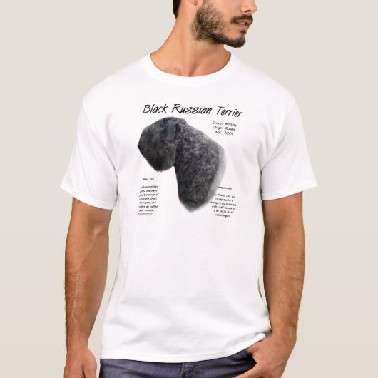 Zwart Russisch Terrier Geschiedenis Ontwerp T-shirt (Voorkant)