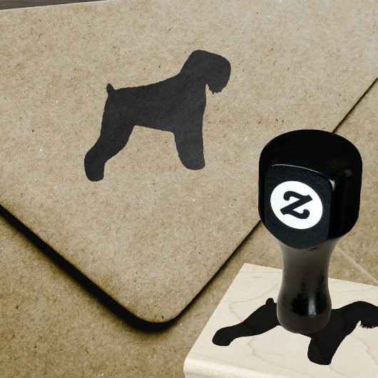 Zwart Russisch Terrier Hondenras Silhouet Rubberstempel