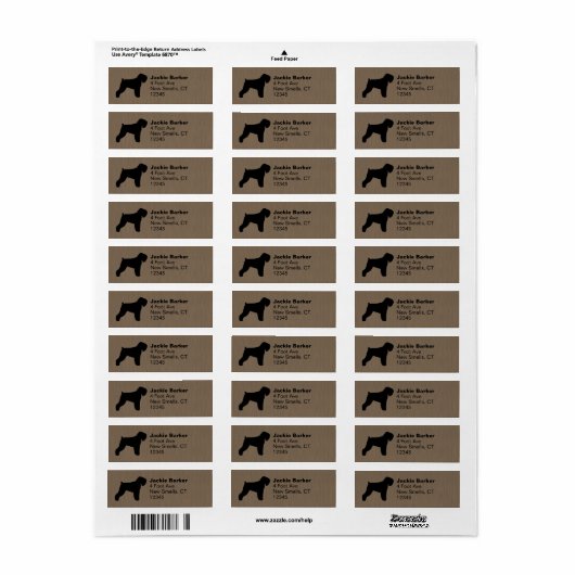 Zwart Russisch Terrier Silhouet Retouradres Etiket (Full Sheet)