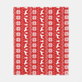 Zwart Russisch Terriër Silhouetten Vakantie Patroo Fleece Deken (Voorkant)