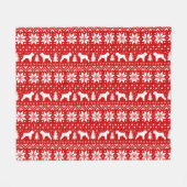 Zwart Russisch Terriër Silhouetten Vakantie Patroo Fleece Deken (Voorkant (Horizontaal))