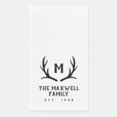 Zwart rustiek gewei monogram servet (Voorkant)