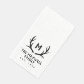 Zwart rustiek gewei monogram servet (Hoek)