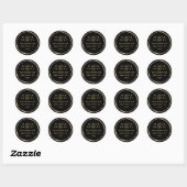 Zwart Rustiek Gouden Cirkel Ampersand Retouradres Ronde Sticker (Vel)